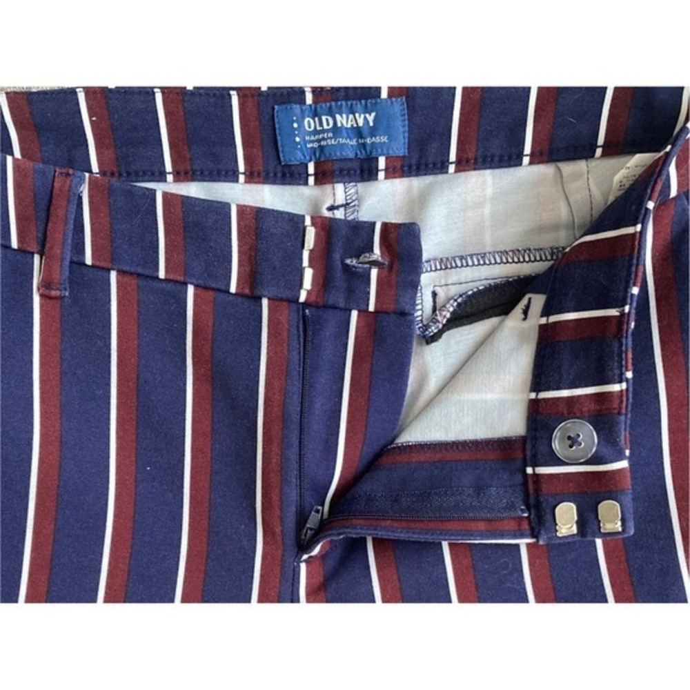 Old Navy Harper Mid Rise Striped Trousers Size 8 Navy Preppy Summer Stretch
